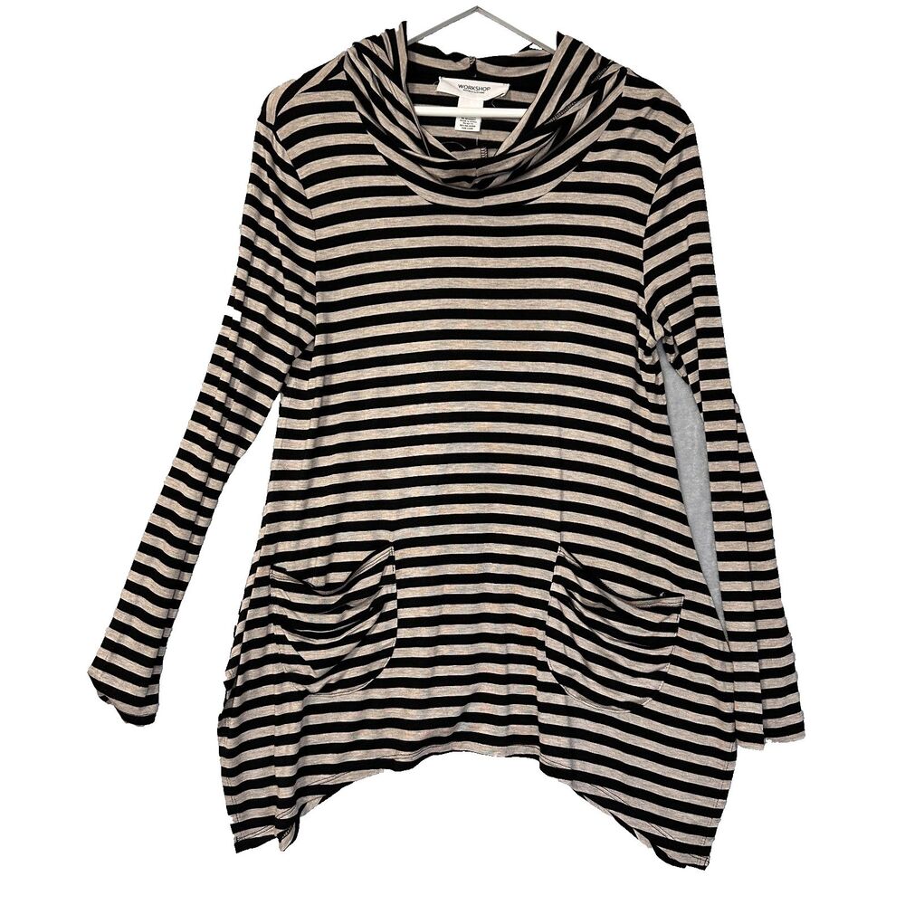 Workshop Republic Hooded Striped Long Sleeve Top Medium NWT